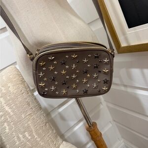 Jimmy Choo Star-Embellished Gray Crossbody Bag